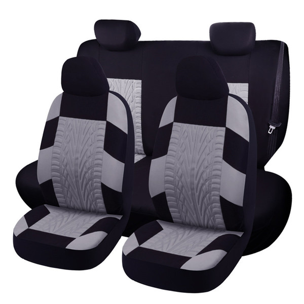 Black + Gray Color Standard Edition Embroidery Washable Car Sedan Seat Cover Cushion Auto Interior For 5-seat Car