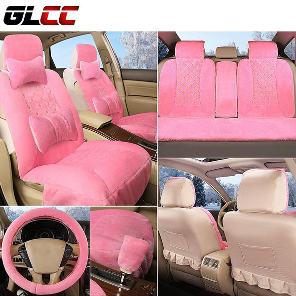 6pcs Imitation cashmere thicked anti-skid on the seat of the cars covers for car all seats set faux fur warm heated