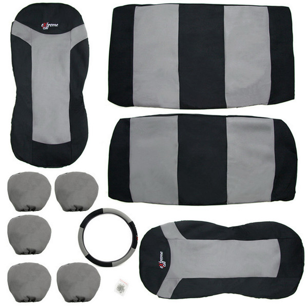 10pcs Black&Gray Car Seat Covers Set Mat Cushion Protector Pad Car Care Brand New