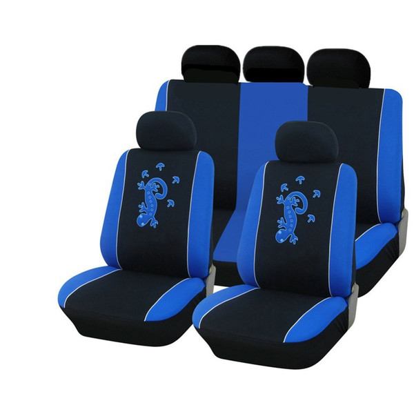 9pcs/set Car Seat Cover full sets Universal Fit 5 seat SUV sedans front/back seat elastic washable breathable gecko embroidery