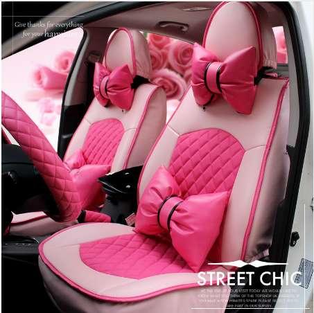 girl's woman's cute brand PU leather fashion pink universal car seat cover