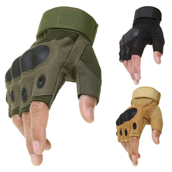 Sport Tactical Army Airsoft Shooting Bicycle Combat Fingerless Paintball Hard Carbon Knuckle Half Finger Cycling Gloves