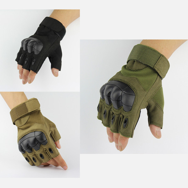 Sport Outdoor Tactical Gloves Army Paintball Airsoft Outdoor Combat Anti-Skid Fingerless Fighting Carbon Knuckle Half Finger Cycling Gloves