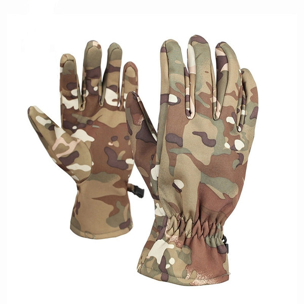 tactical windproof gloves Winter warm soft shell hunting gloves shark skin MC AT AOR1 thick fleece Ski motorcycle glove