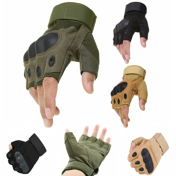 Sport Outdoor Tactical Army Airsoft Shooting Bicycle Combat Fingerless Paintball Hard Carbon Knuckle Half Finger Cycling Gloves