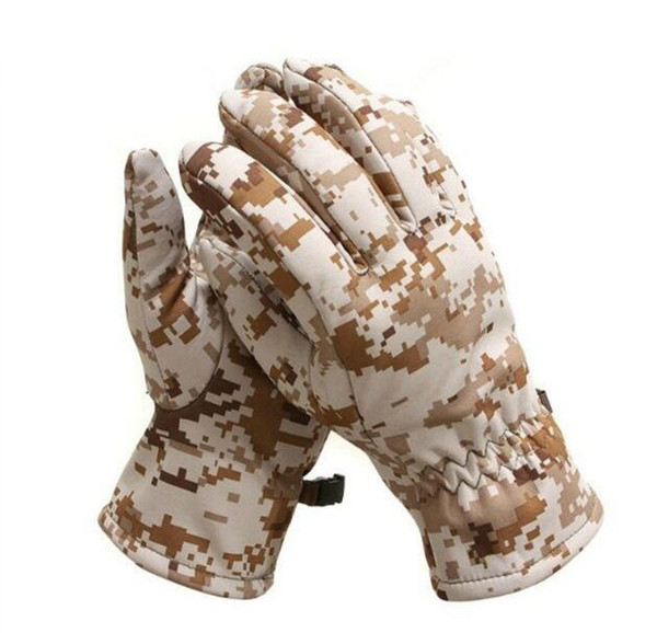 New winter outdoor army tactical camouflage full finger gloves thick warm fleece gloves waterproof and windproof