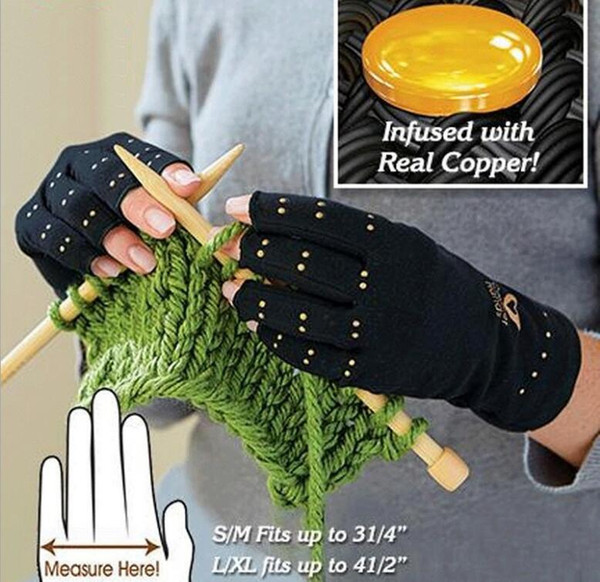 Arthritis Compression Gloves Copper Hands Gloves Women Men Health Care Half Finger Ache Pain Rheumatoid Therapy Sports Gloves