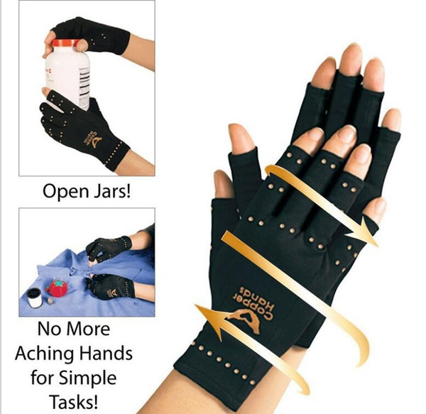 Arthritis Compression Gloves Copper Hands Gloves Women Men Health Care Half Finger Ache Pain Rheumatoid Therapy Sports Gloves