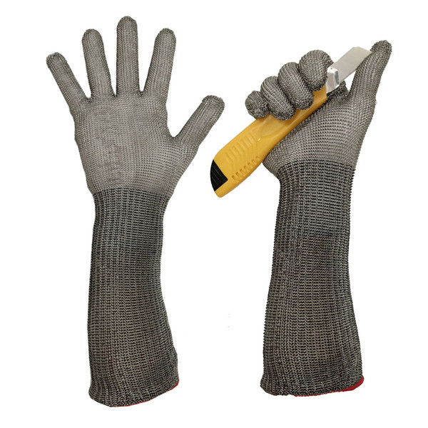 36cm long stainless steel metal grade 5 cut-proof steel wire gloves cut-resistant wear-resistant factory cut gloves Work safety gloves