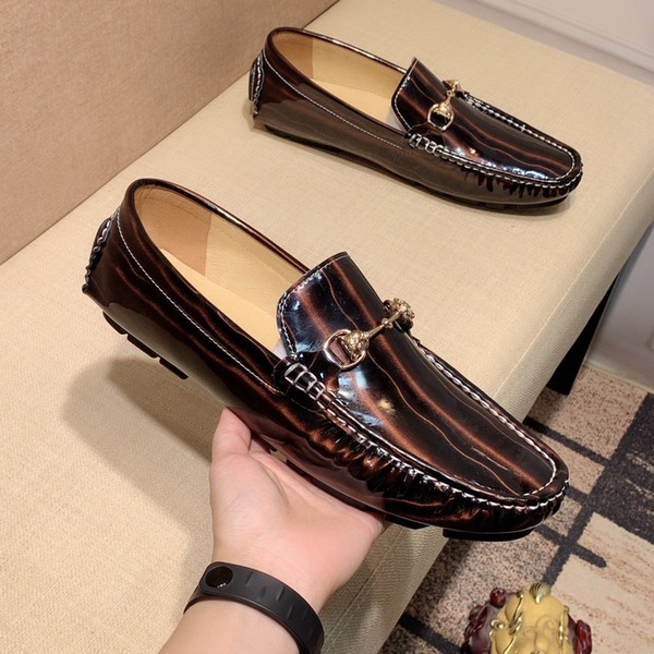 2020 Triple Design Men's Red Belted Shoes Flat Leather Oxford Shoes Business Men's Walking Wedding Party Size 38-44 with Box