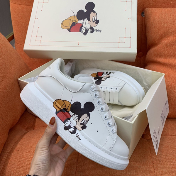 Free shipping new luxury running Basketball shoes Martin Boots Fashion Early Spring Mickey White Shoes size34-45