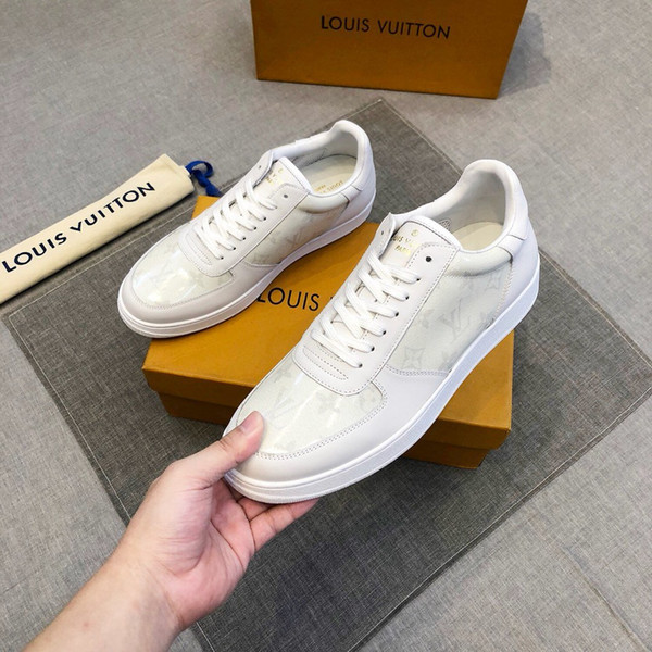 Free Shipping 2020 High Quality Fashion Imported Leather Mesh Weave Men's Sports Casual Shoes Trend Round Head Lace Up Wild Style5#