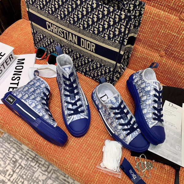 Gradient blue OBLIQUE pattern 23 high-top sneakers basketball air slipper platform sandal kanye triple Espadrilles star sock men FASTLANE s