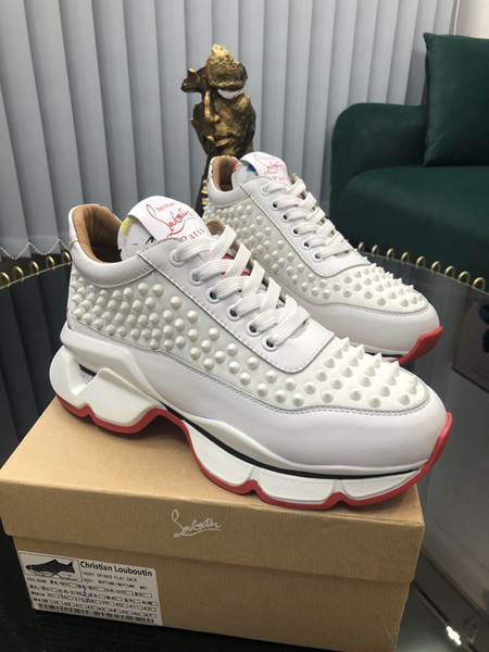 Spike Free shipping luxury Couple models Red bottom rivet sneakers casual Upper nails Hedgehog nails large size 35-47