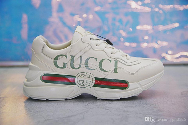 Louis
gucci
shoes Mens Rhyton Casual Shoe Trendy Dad Sneaker Paris Dancing Spring Women Thick Bottom Leather Sneakers