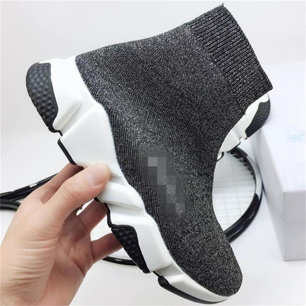 2020 Luxury Paris Sock Shoes Speed Trainers Black White Stretch-Knit Casual Shoes For Men Women Sneakers Shoes 36-45