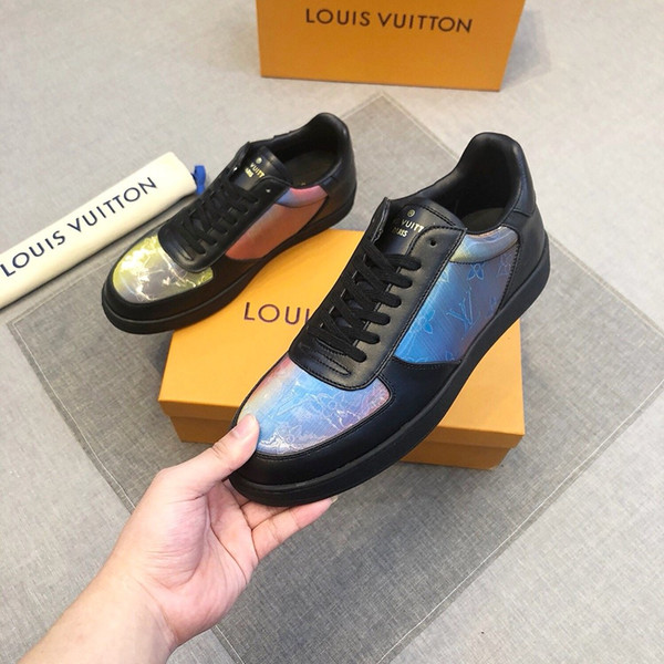 Free Shipping 2020 High Quality Fashion Imported Leather Mesh Weave Men's Sports Casual Shoes Trend Round Head Lace Up Wild Style9#