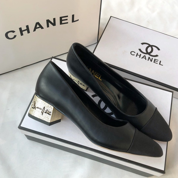 Free shipping 2020 luxuryNew style high-end shoes black and white pattern large couple models prom dresses shoes siz34-41 high 4.5cm