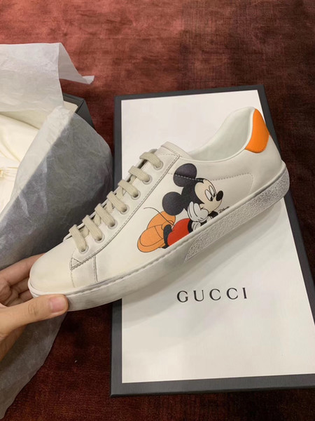 Free shipping NEW luxury running Basketball shoes Men's shoes Fashion Design Mickey white shoes Platform size38-45