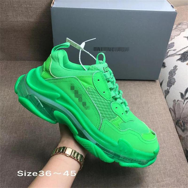 2020 Hot sell Triple s Designèr shoes man real leather all black top 17FW quality Distressed Designèr sneaker women wam size 36-45