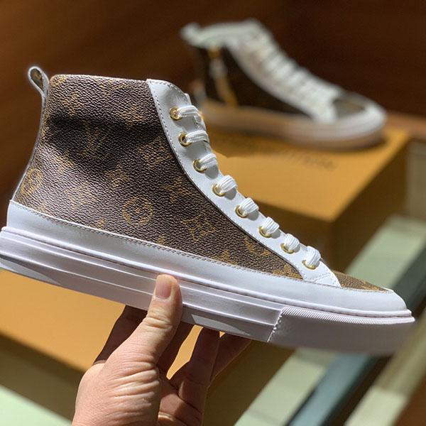 New fashionable men's casual shoes and luxurious classic comfortable driving shoes leather printed flat high-top shoes