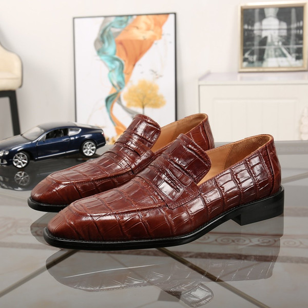 2019 new luxury men's formal leather shoes, plus 38-45 business casual leather shoes men's formal wedding flat shoes AWG