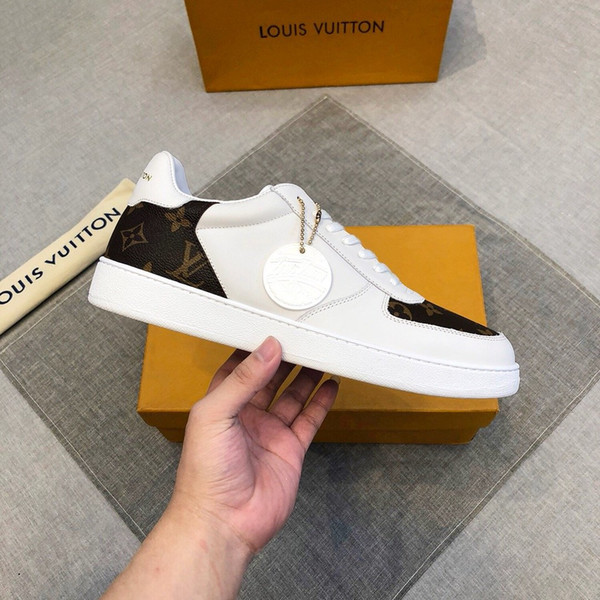 Free Shipping 2020 High Quality Fashion Imported Leather Mesh Weave Men's Sports Casual Shoes Trend Round Head Lace Up Wild Style7#
