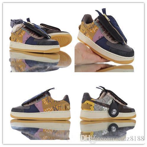 Arrival Travis
AIR
FORCE 1 Scotts Classic 1 1s Skateboarding Men Shoe Velvet Multi Color Stitching Zipper Mens Women Casual