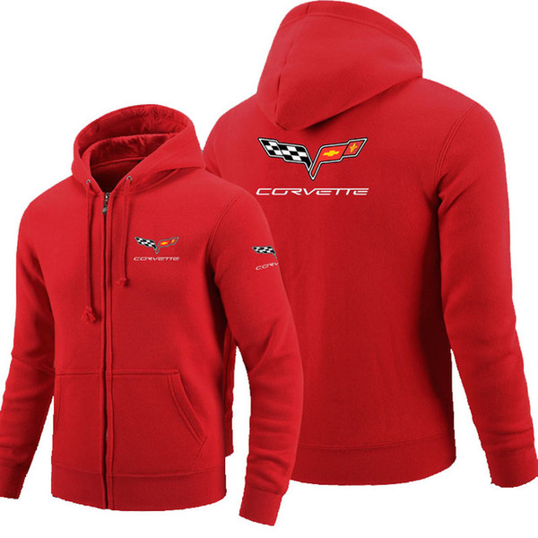 For corvette logo zipper Sweatshirt Men Zipper Hoodies Autumn Hoodie Winter Long Fashion Casual Clothes L