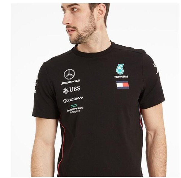 F1 Short Sleeve T-Shirt Team Suit 2019 Mercedes-Benz W10 Racing Suit Casual Round Neck Tee