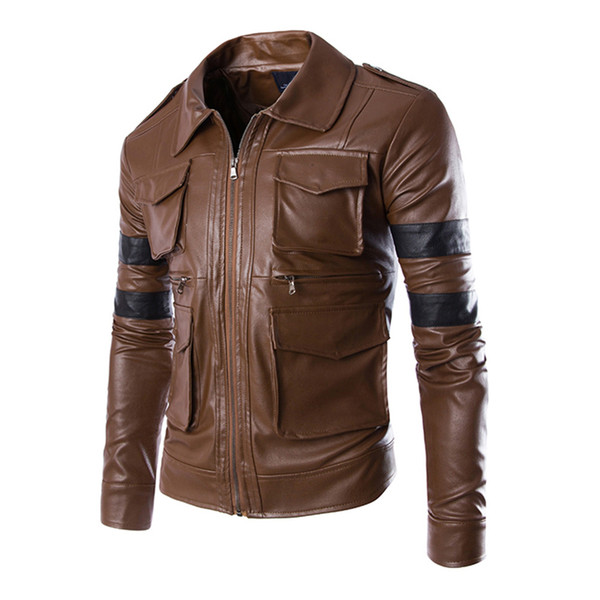 Herobiker Classical Motorcycle Jacket Men Motor Clothing Vintage  PU Leather Jacket Windproof Faux Leather Slim Moto Jacket