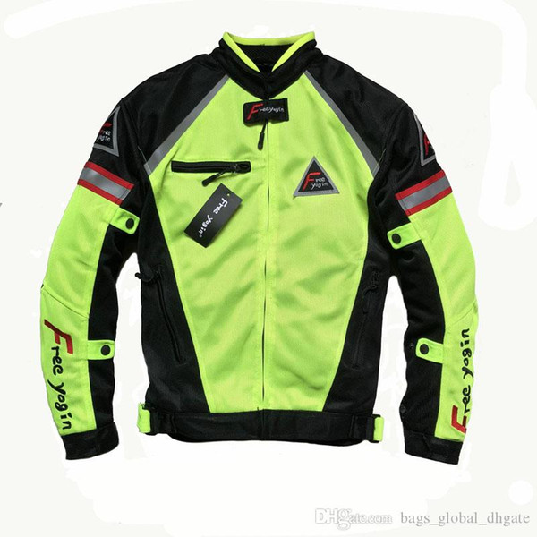 New cross-country motorcycle riding Jackets Net Breathable Fluorescent color locomotive suit Zipper round collar Brand new 909