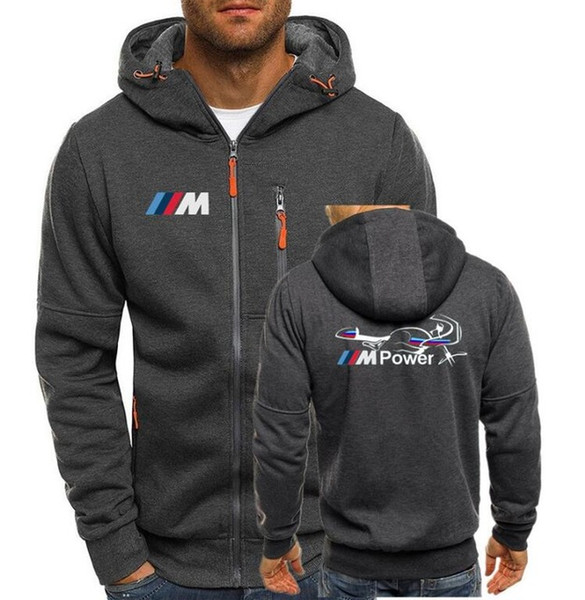 Men's Hoodies Tracksuit Motorsport Power Print Autumn Winter Drawstring Hooded Sweatshirt Long Sleeve Zip Slim Coat Male Jacket