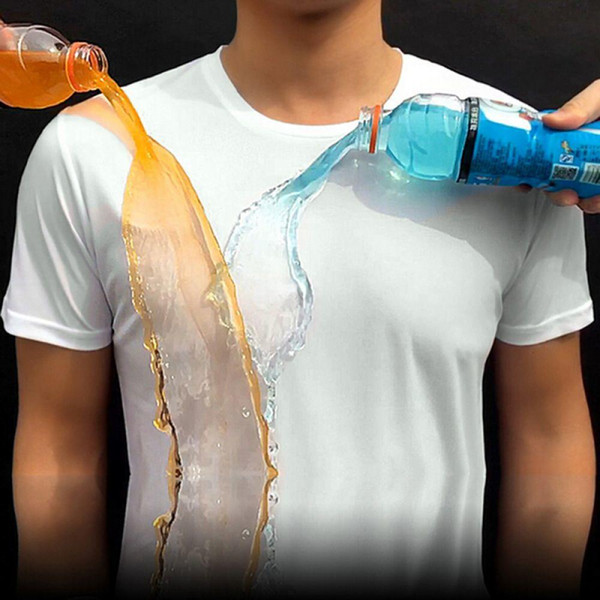 Breathable Anti-Dirty Men T-shirt Creative Hydrophobic Waterproof Anti-pollution Quick Dry T-Shirts Top Short-sleeved T-shirts