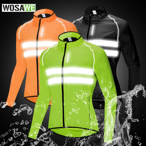 WOSAWE Night Visibility Cycling Jacket Soft Comfortable Windproof Bike Jacket Water Resistant chaqueta reflectante Windbreaker