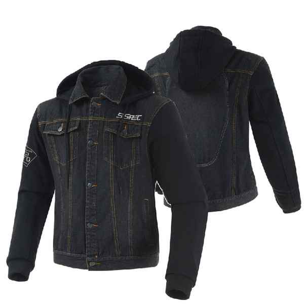 2022New Casual Lapel Denim Motorcycle Clothing Dispensing Protector Drop-resistant Male Sweatshirt Riding Jacket