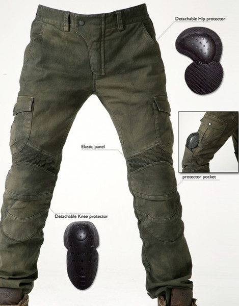 Men's motorcycle pants uglyBROS Motorpool stylish riding jeans racing Protective pants of locomotive Black Stain over Olive green