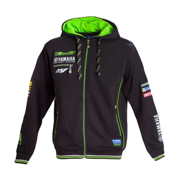 Tech 3 Motorcycle Riding Sweatshirt For YAMAHA Racing Team MotoGP Black&Green Cotton Zip-up Hoodie Motocross Jacket