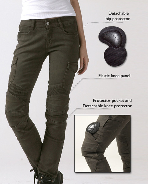 Free shipping MOTORPOOL-G Stained Olive Women Jeans Motor Pants Lady Casual motorcycle riding pants Skinny Trousers