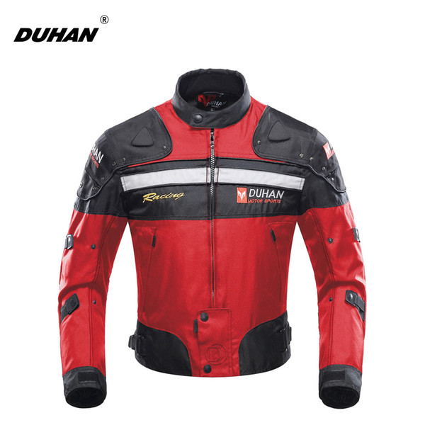 DUHAN Motorcycle Jackets Motorbike Windproof Racing Jacket Body Armor Protective Moto Winter Motor Jacket Red