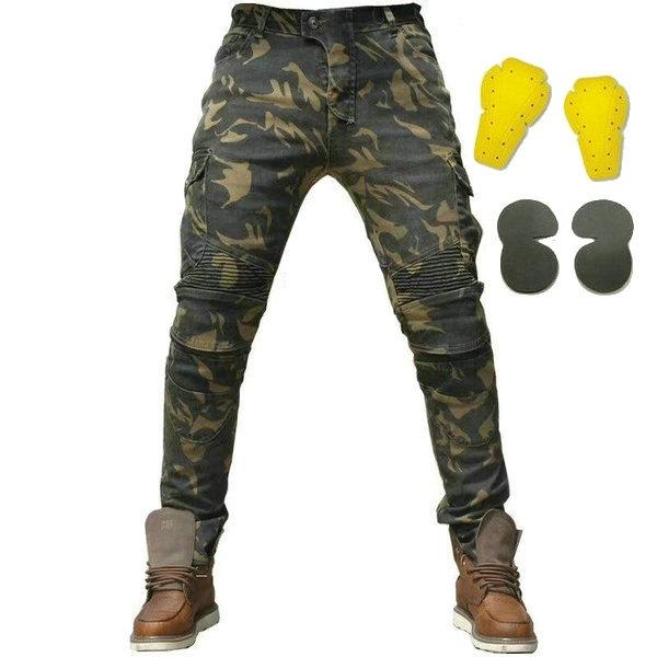 motorcycle riding camo pants protective moto sports jeans casual motor trousers knee and butt protection pads locomotive pants jeans