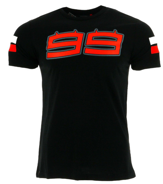 2022Jorge Lorenzo 99 Large Logo Men's T-shirt Moto GP Racing Summer Black Tee