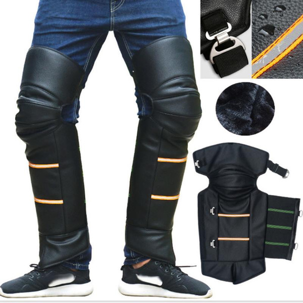 1 Pair Black Anti-wind Warm Motorcycle Knee Cover Leather Non-slip Hook Thick Winter Outdoor 700x350mm For Biking Hiking#P25