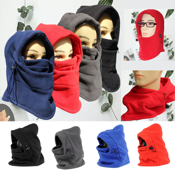 Hot Sale Winter Double Layers Warm Motorcycle Bicycle Outdoor Riding Adjustable Windproof Ski Cap CS Face Mask Thicken Polar Fleece Hood