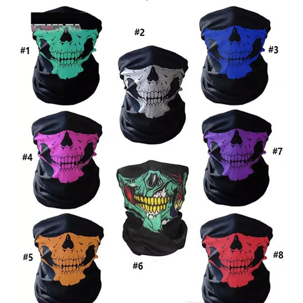 Unisex Halloween Cosplay Bicycle Ski Skull Half Face Mask Ghost Scarf Bandana Neck Warmer Party headband Magic Turban Riding Masks Scarf