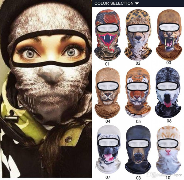 100pcs Hot New 3D Animal Face Mask Outdoor Sports Cap Bicycle Cycling Fishing Motorcycle Masks Skullies Beanies Face Mask CK1073