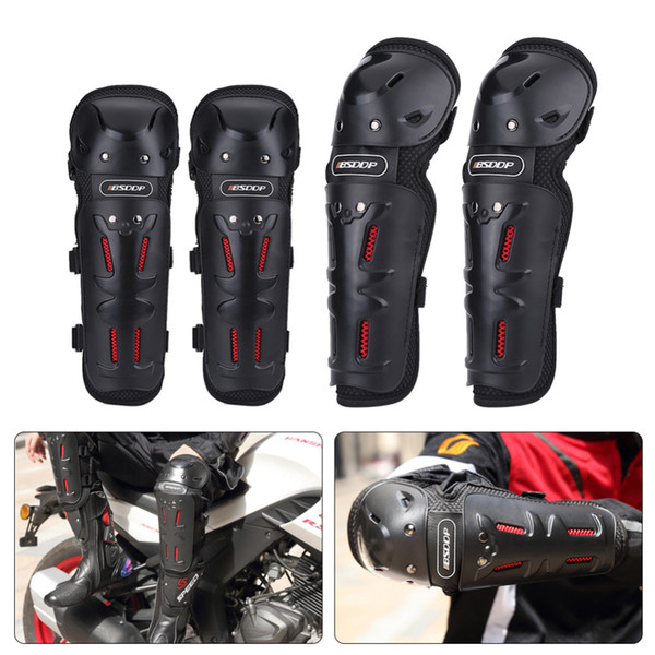4pcs Motocross Knee Protector Brace Protection Elbow Pad Kneepad Motorcycle Sports Cycling Guard Protector knee guard Black