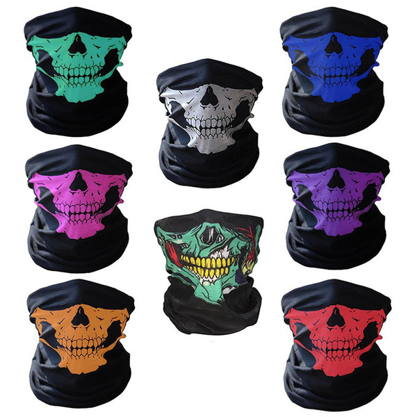 Motorcycle Half-Face Skull Face Mask Ghost Skeleton Scarf Headwear Neck Warmer Windproof Balaclavas Party Masquerade Mask