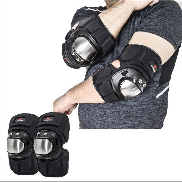 Motorcycle Motocross Off-road ATV Stainless Steel Racing Rider Skating Elbow Knee Pads Sets Armor Protective Guard Armed