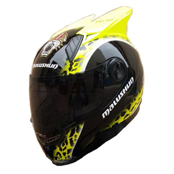 MALUSHUN motorcycle helmet leopard print with horns ABS material Summer season Cool helmet casque moto casco